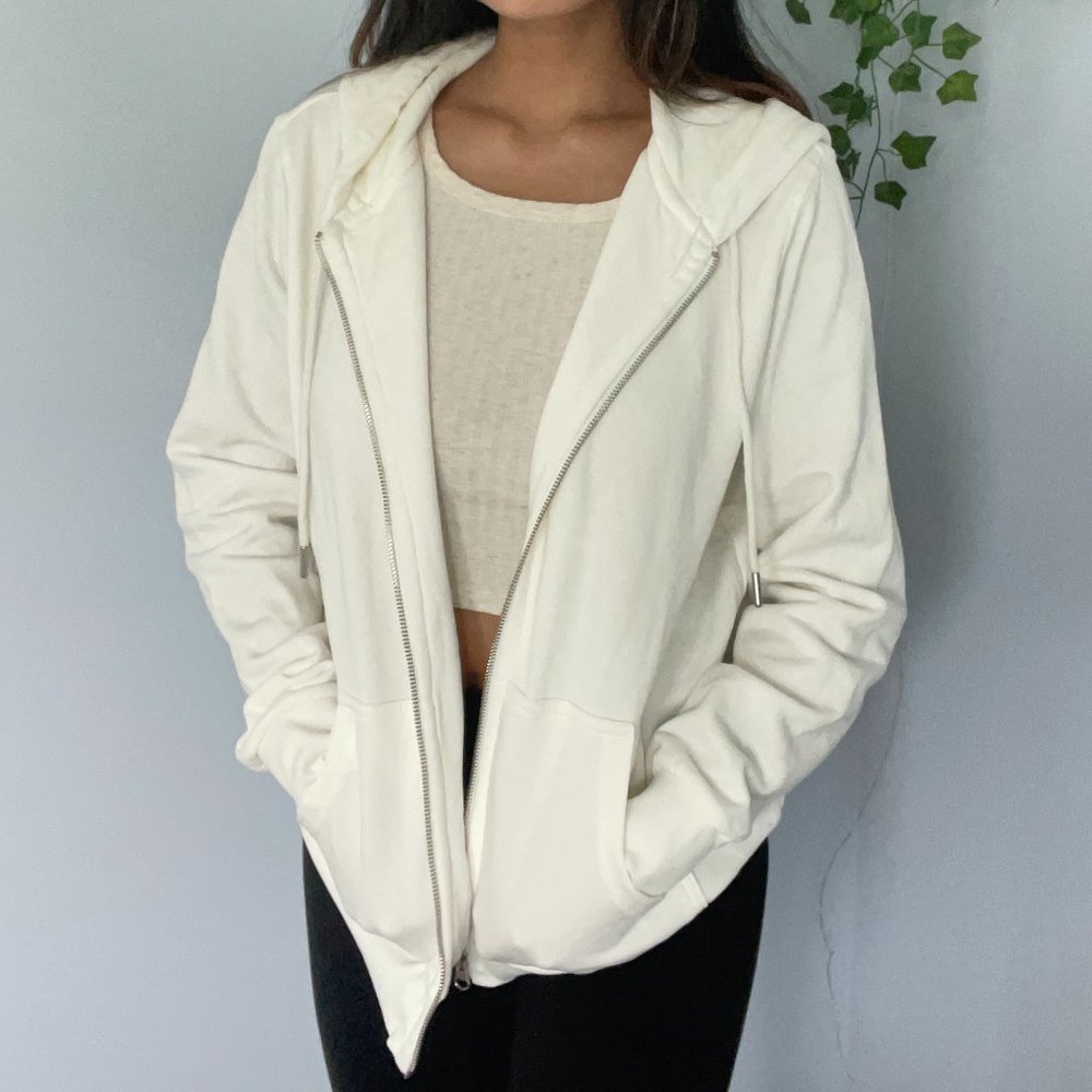 White Zip-Up Hoodie